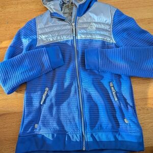 EUC Girls Jacket Gerry Youth Padded Coat Full Zip Ribbed Hooded Size L